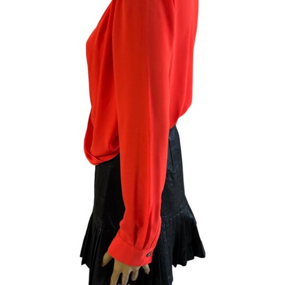 🎄 NWT 🛍️ VINCE CAMUTO ORANGE HIGH LOW SHIRT COWL NECK WOMEN'S TOP BLOUSE XS - Picture 3 of 6